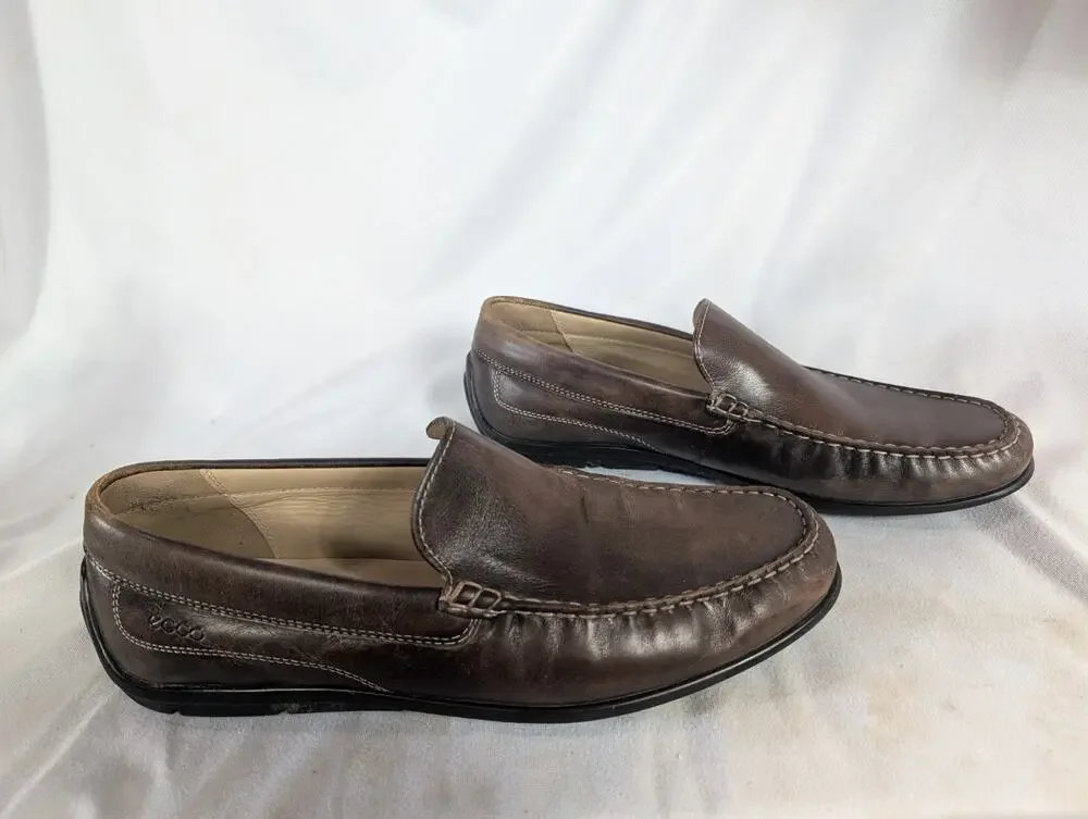 ECCO Shoes Classic Moc Driving Loafers Brown Leather Slip On 46 EU 12/12.5 US